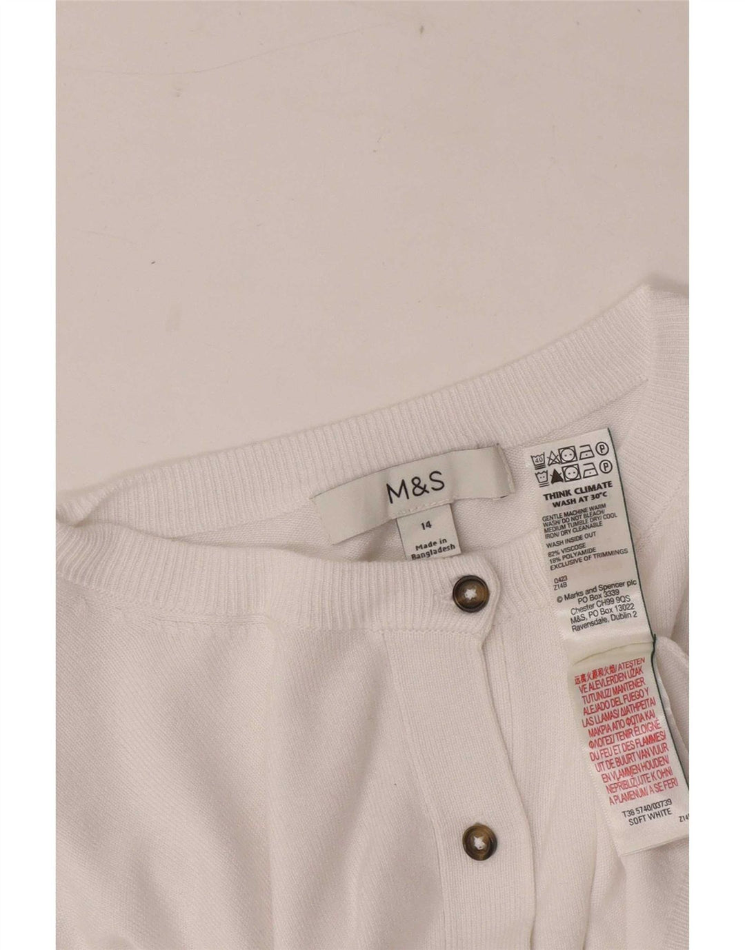 Pulover cardigan pentru femei Marks & Spencer UK 14 Medium White Viscose