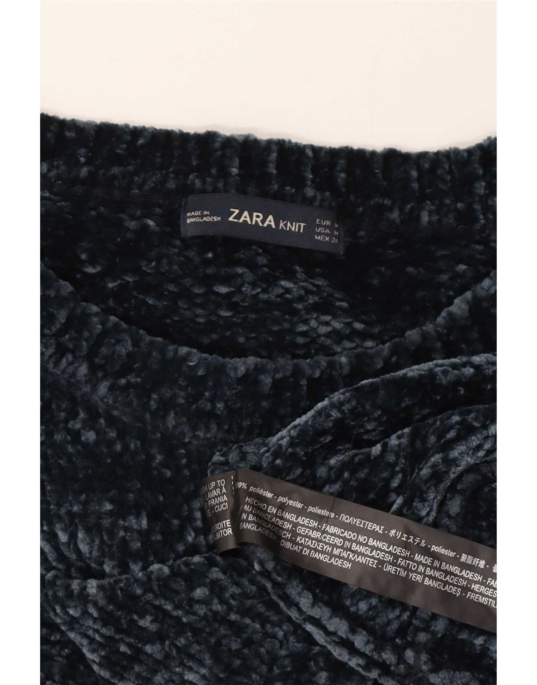 Pulover supradimensionat pentru femei Zara cu decolteu triplu UK 14 Medium Bleumarin