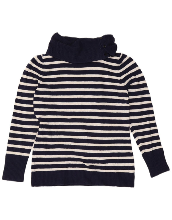 Pulover cu gât rulat pentru femei Gap UK 16, mare, bumbac cu dungi, albastru bleumarin