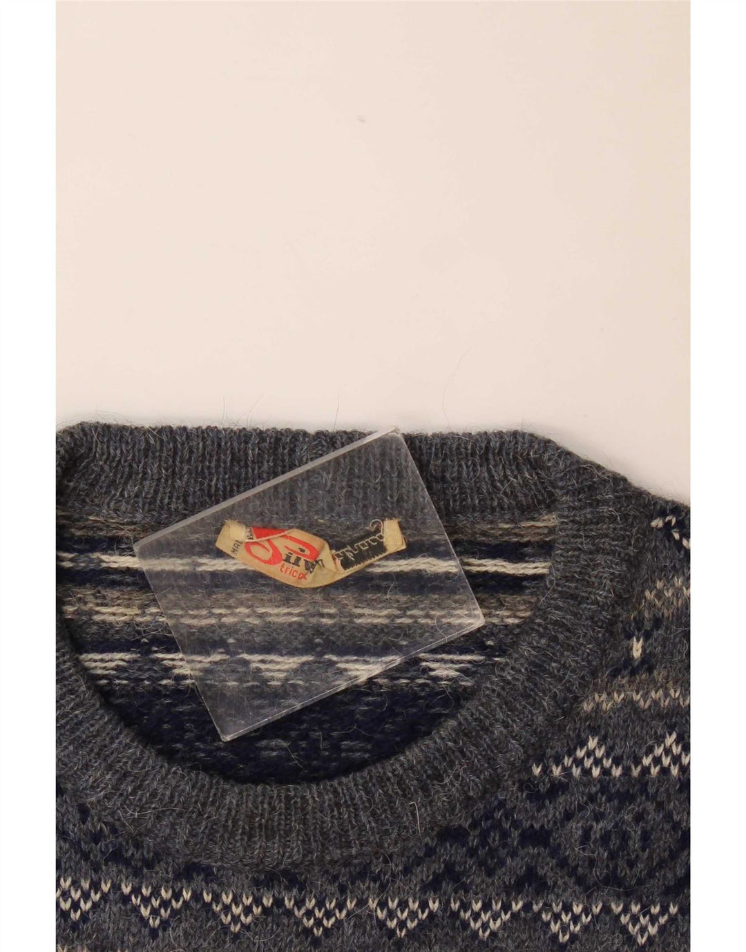 Pulover pentru bărbați Silvy cu gât roșu IT 50 Medium Bleumarin Fair Isle
