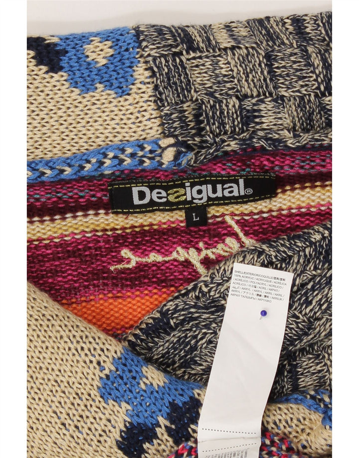 Pulover cardigan pentru femei Desigual UK 14 mare, multicolor, patchwork