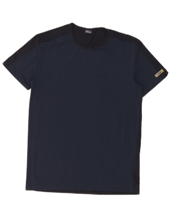 Fila Womens T-Shirt Top UK 12 Medium Navy Blue Polyamide