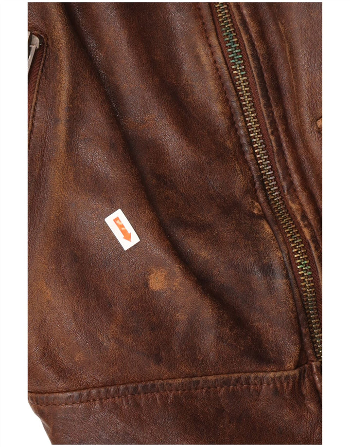 Jachetă de piele pentru bărbați Be Edgy UK 38, piele maro medie