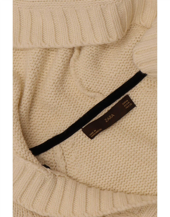 Pulover cu glugă pentru femei Zara UK 12 Medium Off White
