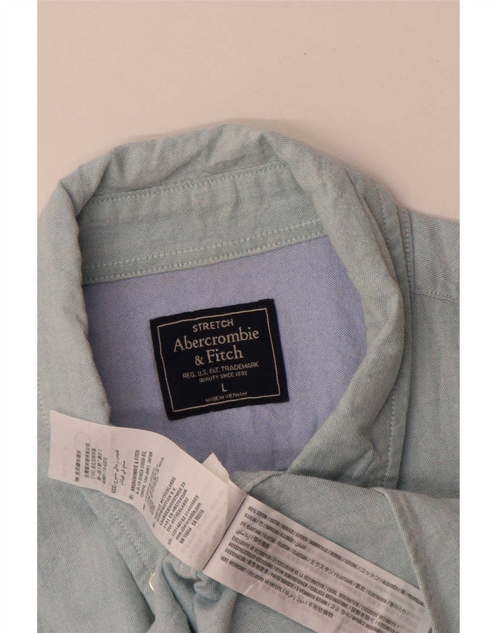 Cămașă elastică pentru bărbați Abercrombie & Fitch, bumbac albastru mare