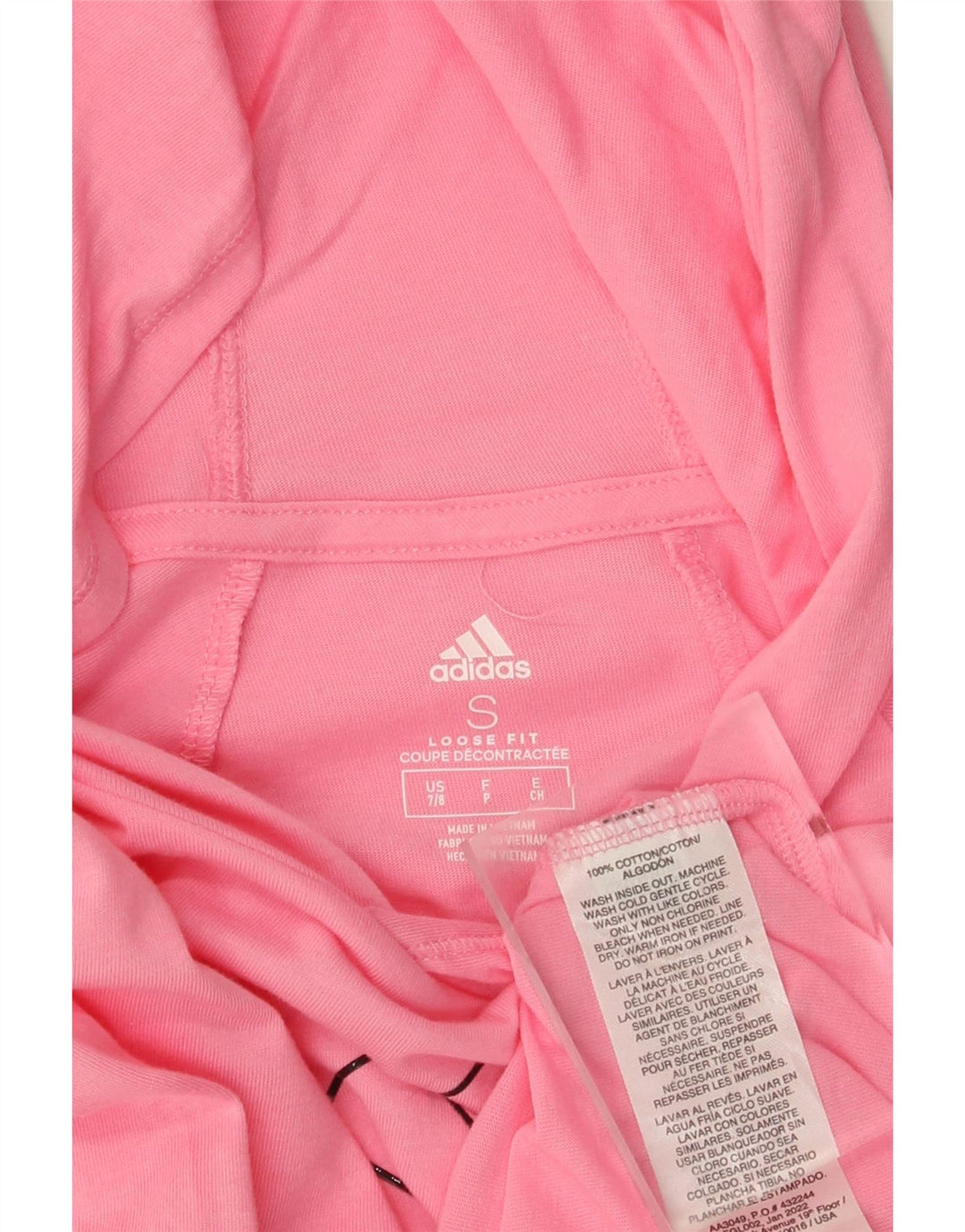 Pulover cu glugă cu formă lentă pentru femei Adidas, UK 10, bumbac roz mic