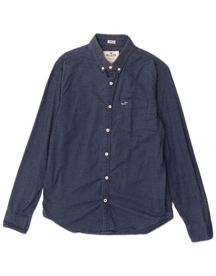 Cămașă Hollister pentru bărbați, mică, bleumarin, bumbac