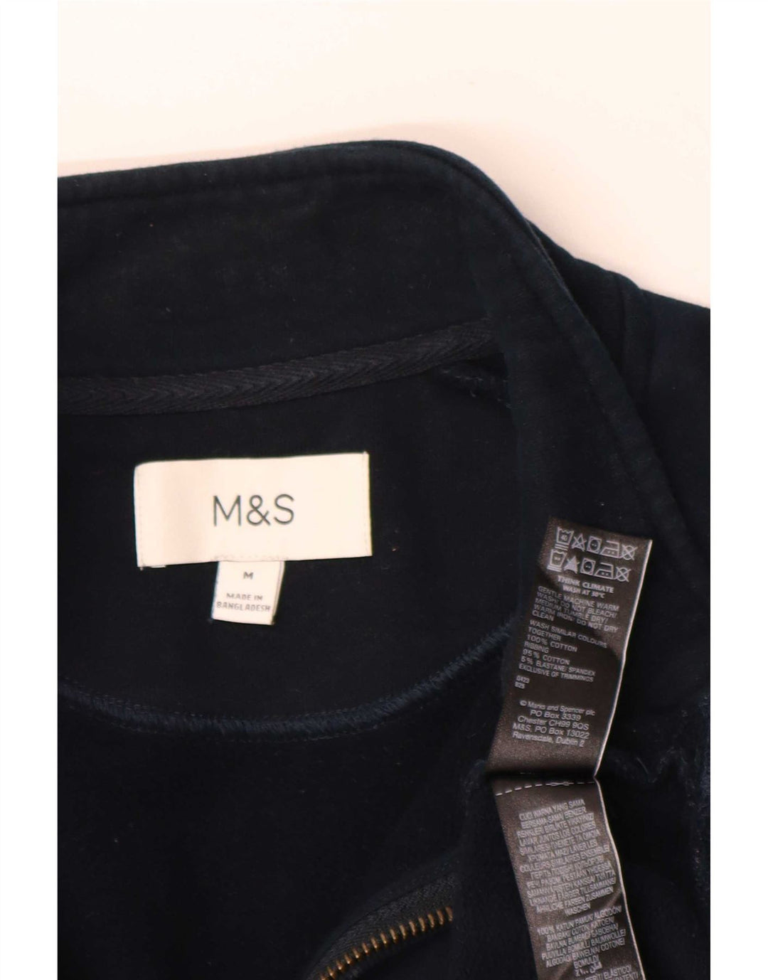 Pulover pentru bărbați Marks & Spencer, cu fermoar 1/4, cu ajustare normală, mediu bleumarin