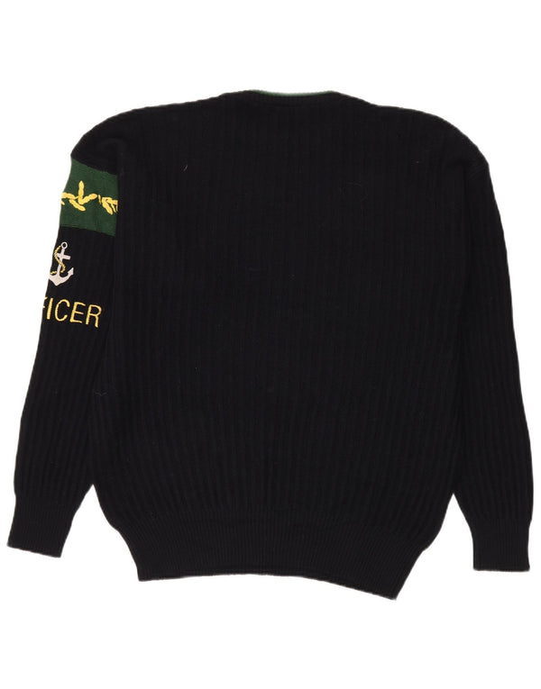 Pulover VINTAGE pentru bărbați, cu grafică, cu decolteu, XL, lână bleumarin