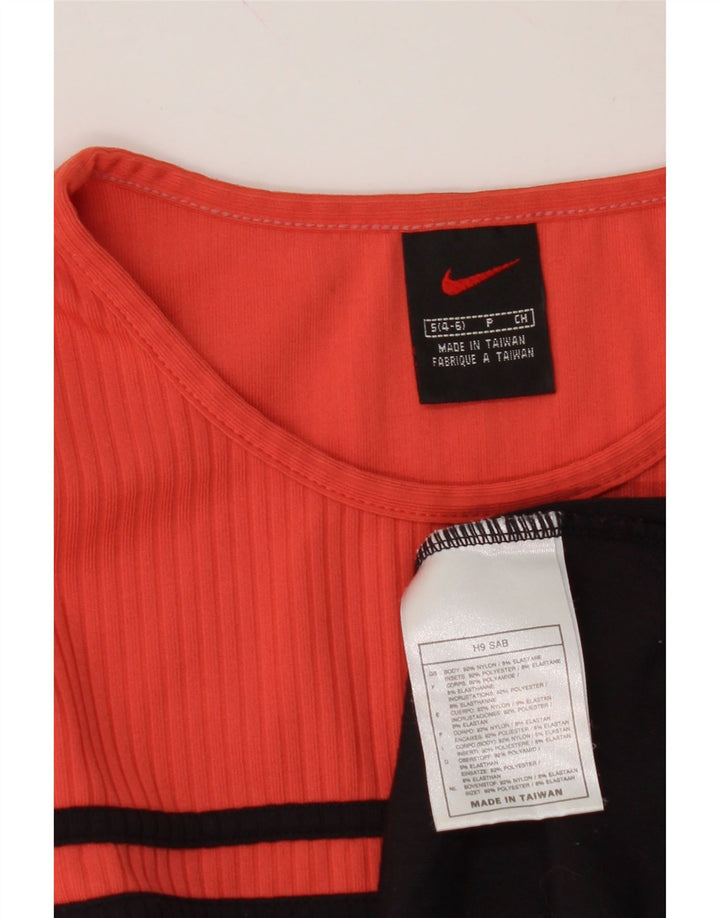 NIKE Womens Top Long Sleeve US 4/6 Small Orange Colourblock Nylon Vintage Nike and Second-Hand Nike from Messina Hembry 