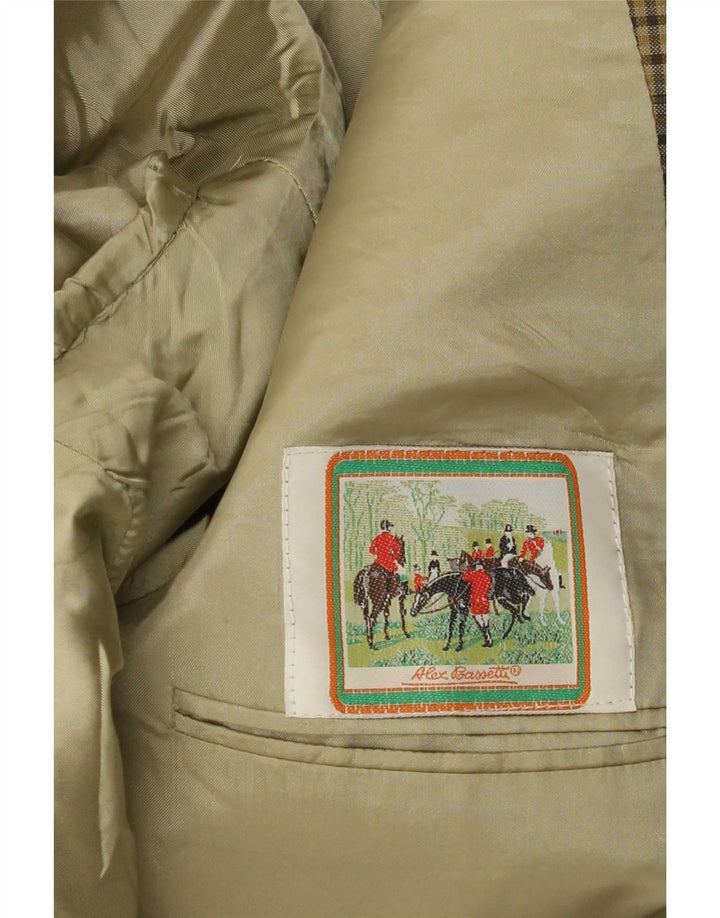 Blazer Vintage pentru bărbați cu 2 nasturi, UK 38 Medium Kaki Check