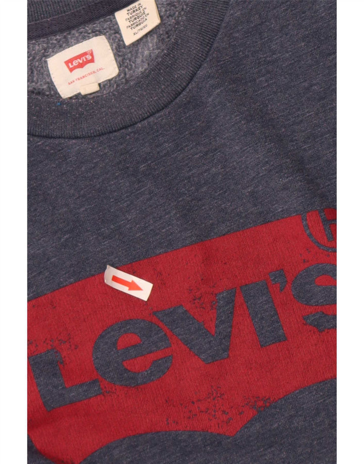 Pulover cu grafică Levi's pentru bărbați, XL, bumbac cu pete, albastru bleumarin