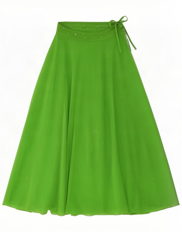 Vintage Womens Maxi Flared Skirt Small W26 Green Spotted