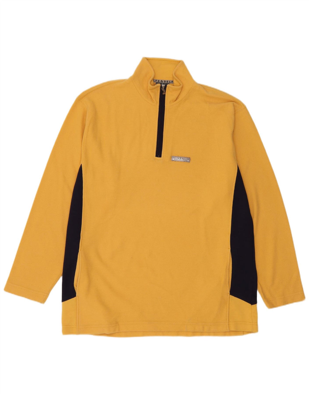 Belfe & Mens Zip Deck Pullover Trening Top 2XL Yellow Colorblock