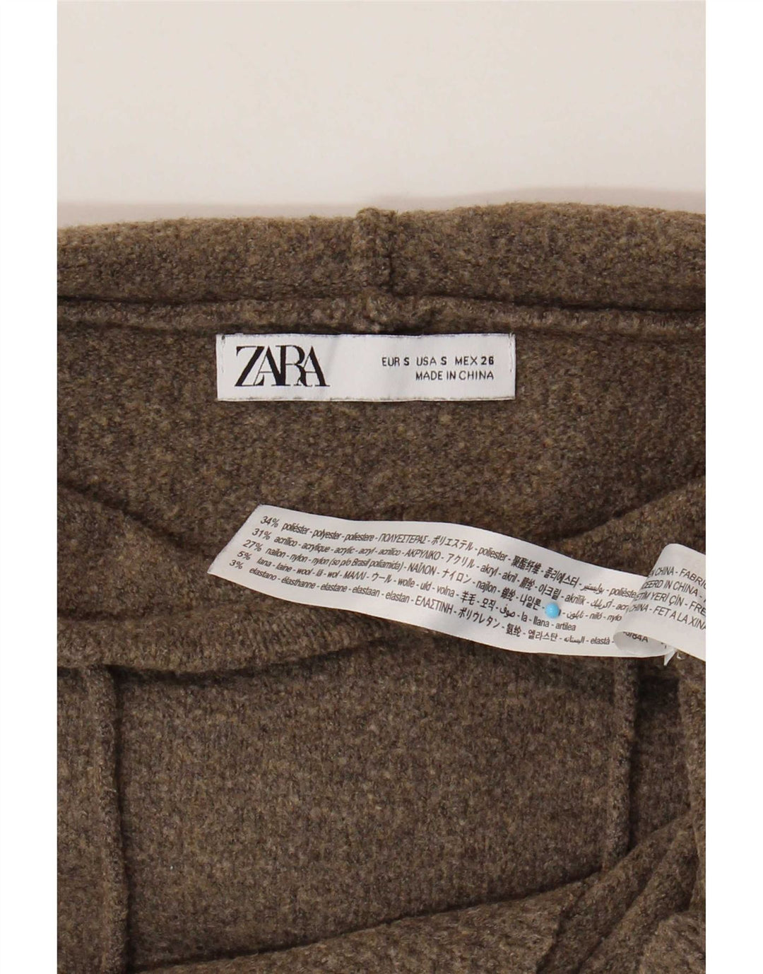Pulover supradimensionat cu glugă pentru femei Zara UK 10 Poliester maro mic