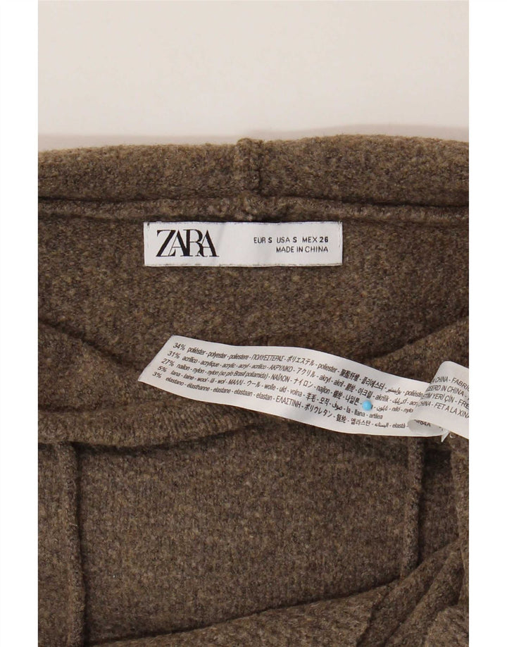 Pulover supradimensionat cu glugă pentru femei Zara UK 10 Poliester maro mic