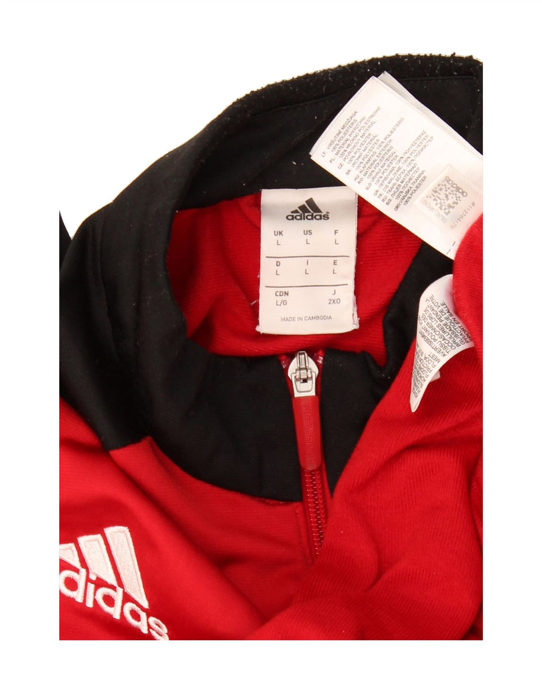 ADIDAS Mens Tracksuit Top Jacket Large Red Colourblock Polyester Vintage Adidas and Second-Hand Adidas from Messina Hembry 