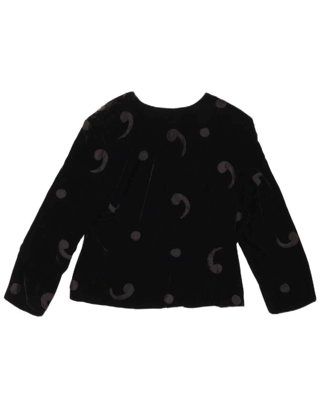 Jachetă pentru femei VINTAGE din catifea cu 5 nasturi UK 12 Medium Black Paisley