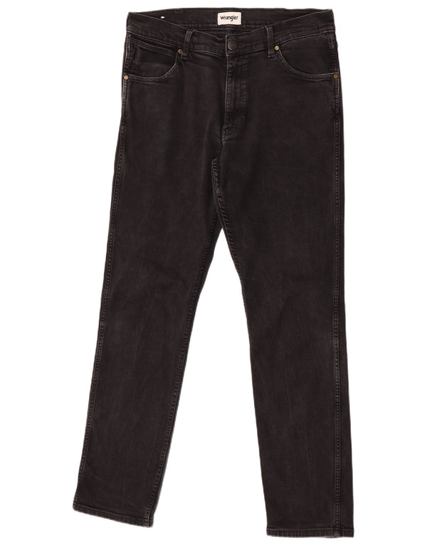 Blugi drepți Wrangler Greensboro pentru bărbați W34 L34, bumbac negru