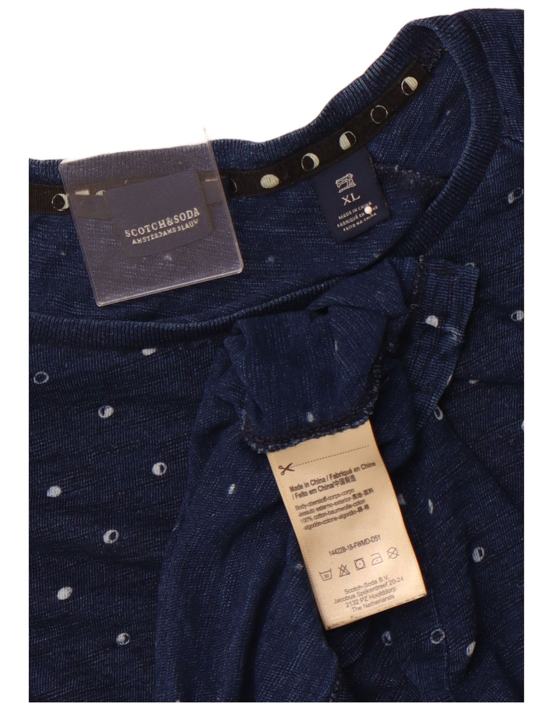Tricou pentru bărbați SCOTCH & SODA Top XL bleumarin, bumbac cu pete