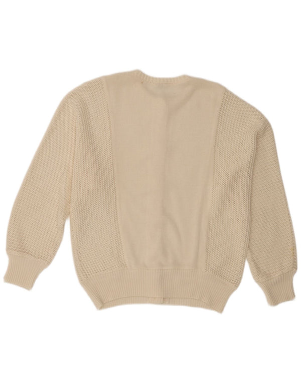 Pulover vintage cardigan pentru femei IT 46 mare poliacrilic alb
