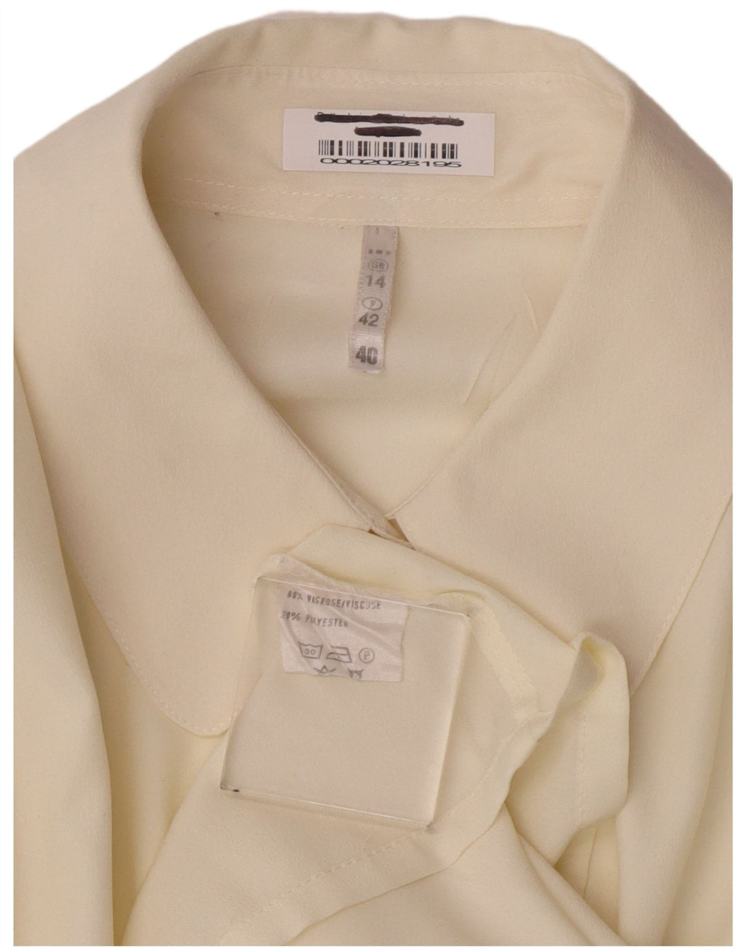 Bluză cămașă vintage pentru femei UK 14 Medium Off White Viscose