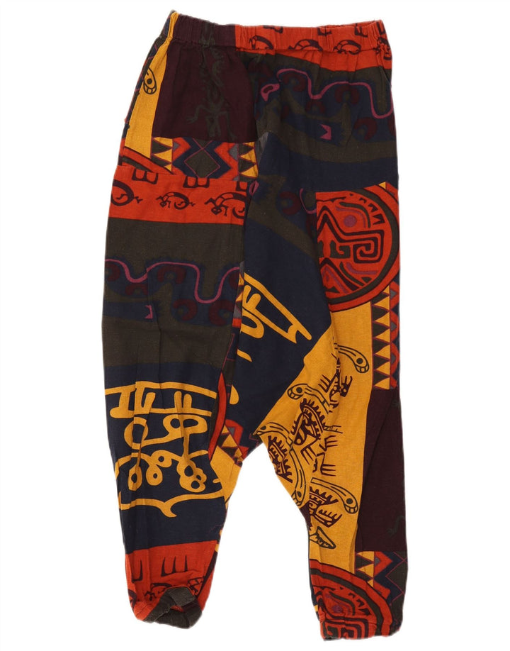 Pantaloni harem de damă vintage mari W32 L19 multicolori patchwork