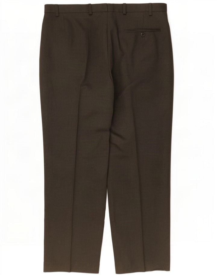 Marks & Spencer Pantaloni de costum bărbătesc cu gheață W36 L29 maro poliester cu dungi