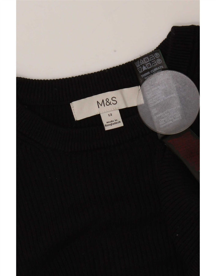 Marks & Spencer Top pentru femei cu mânecă lungă UK 12 Medium Black Viscose