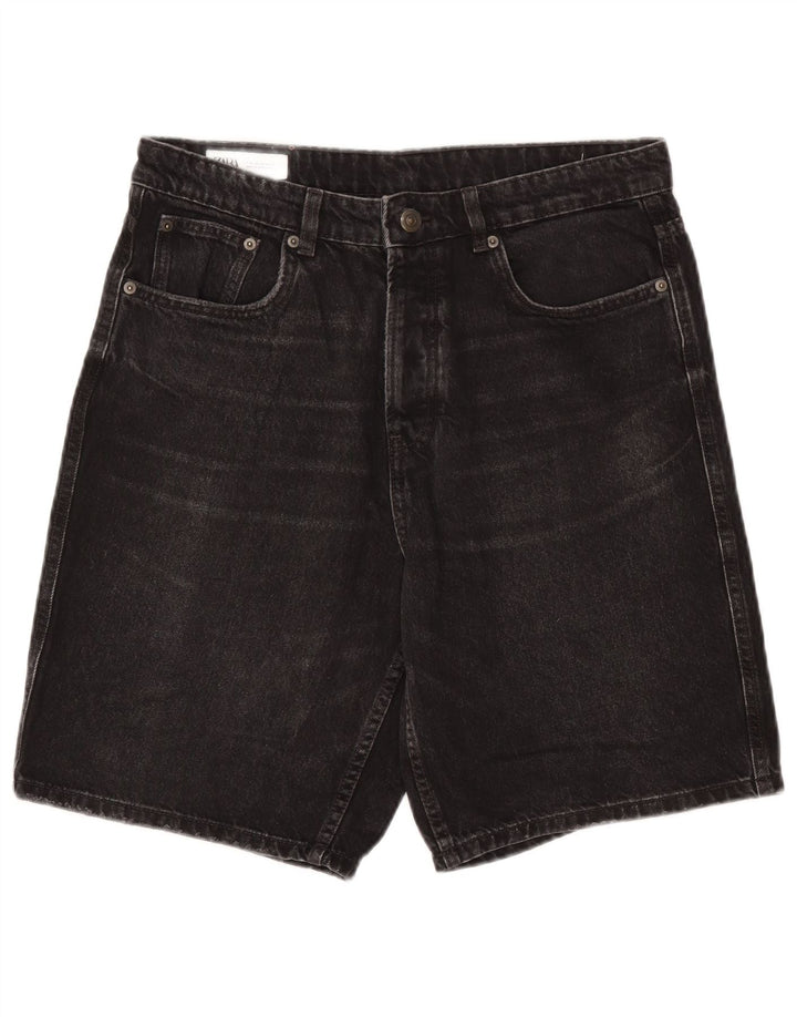 Pantaloni scurți din denim pentru bărbați Zara EU 42 Large W32 Bumbac gri