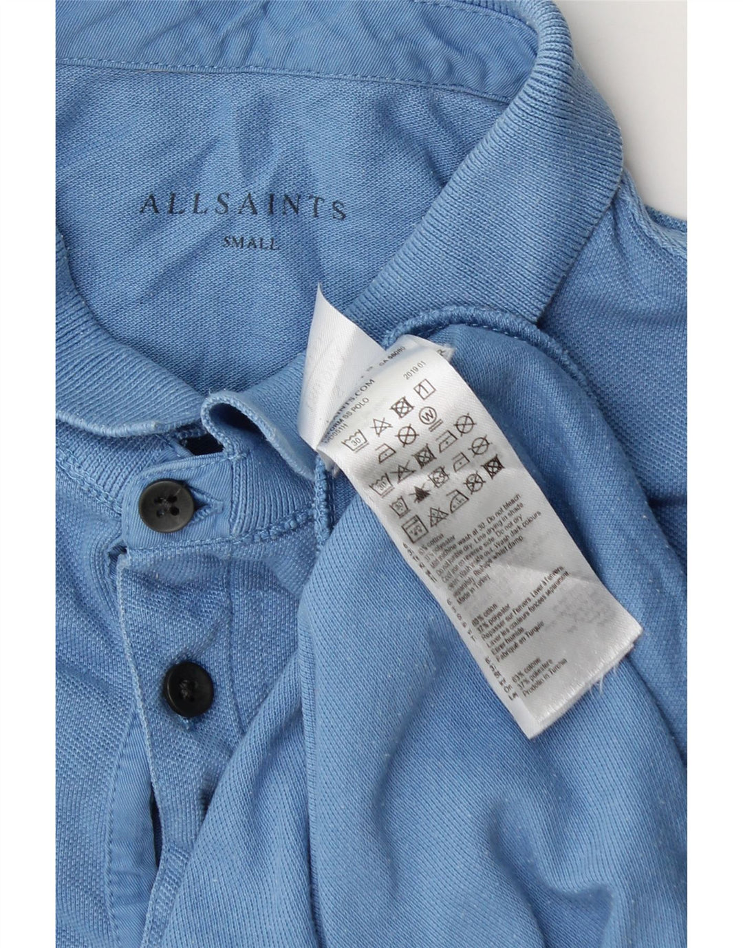 ALL SAINTS Cămașă Polo pentru bărbați Bumbac albastru mic