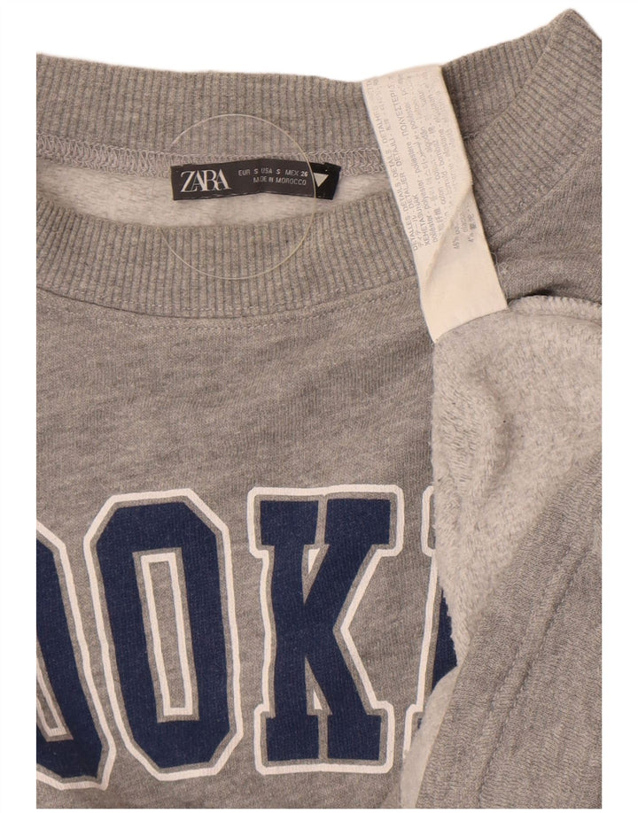 Pulover supradimensionat cu grafic Brooklyn pentru femei Zara UK 10 Mic Gri