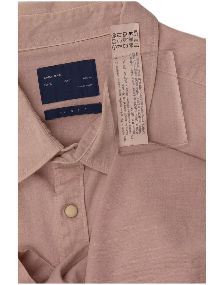 Cămașă pentru bărbați Zara slim fit XL bumbac roz