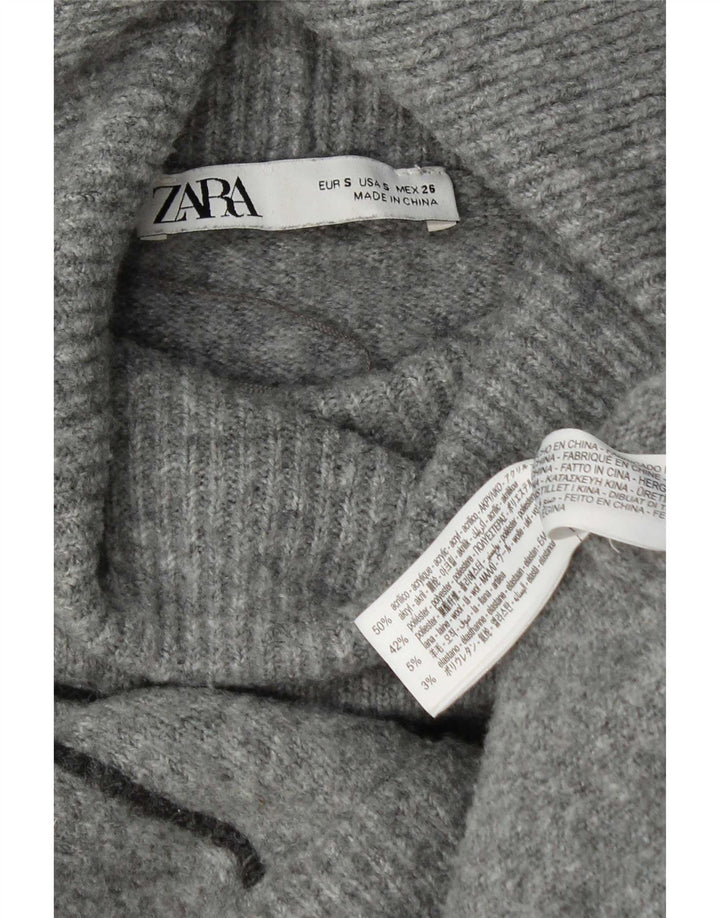 Pulover supradimensionat pentru femei Zara, cu gât rulat, UK 10, mic, gri acrilic