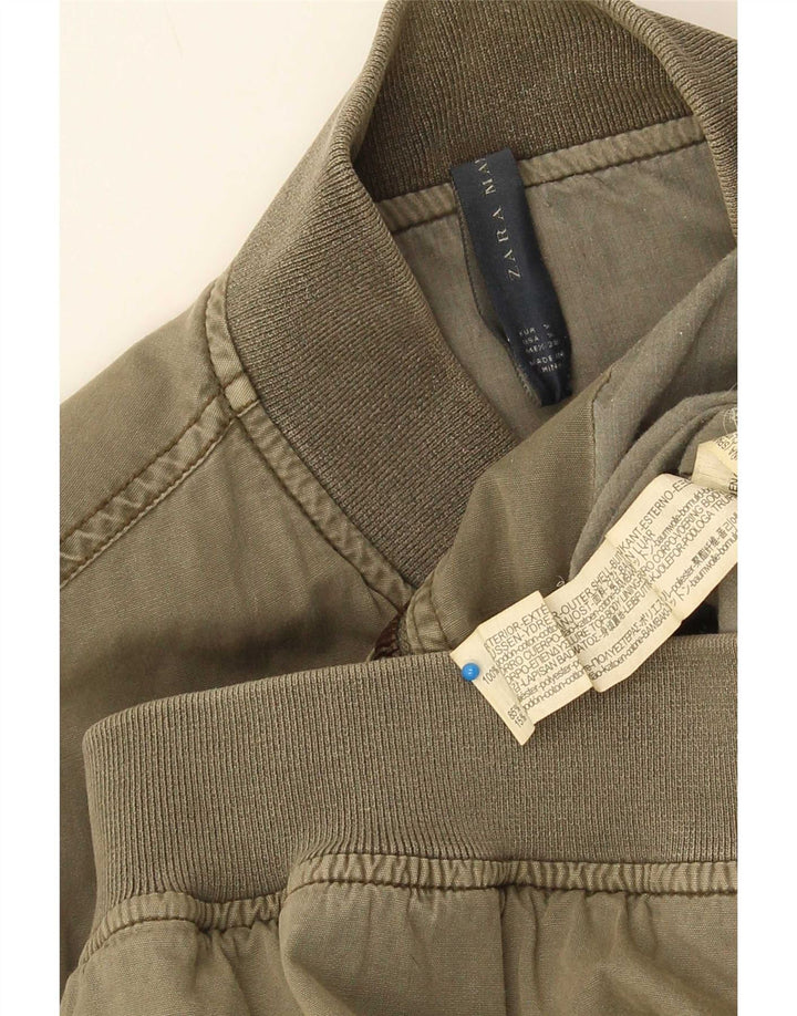 Bomber pentru bărbați Zara UK 36 Bumbac kaki mic