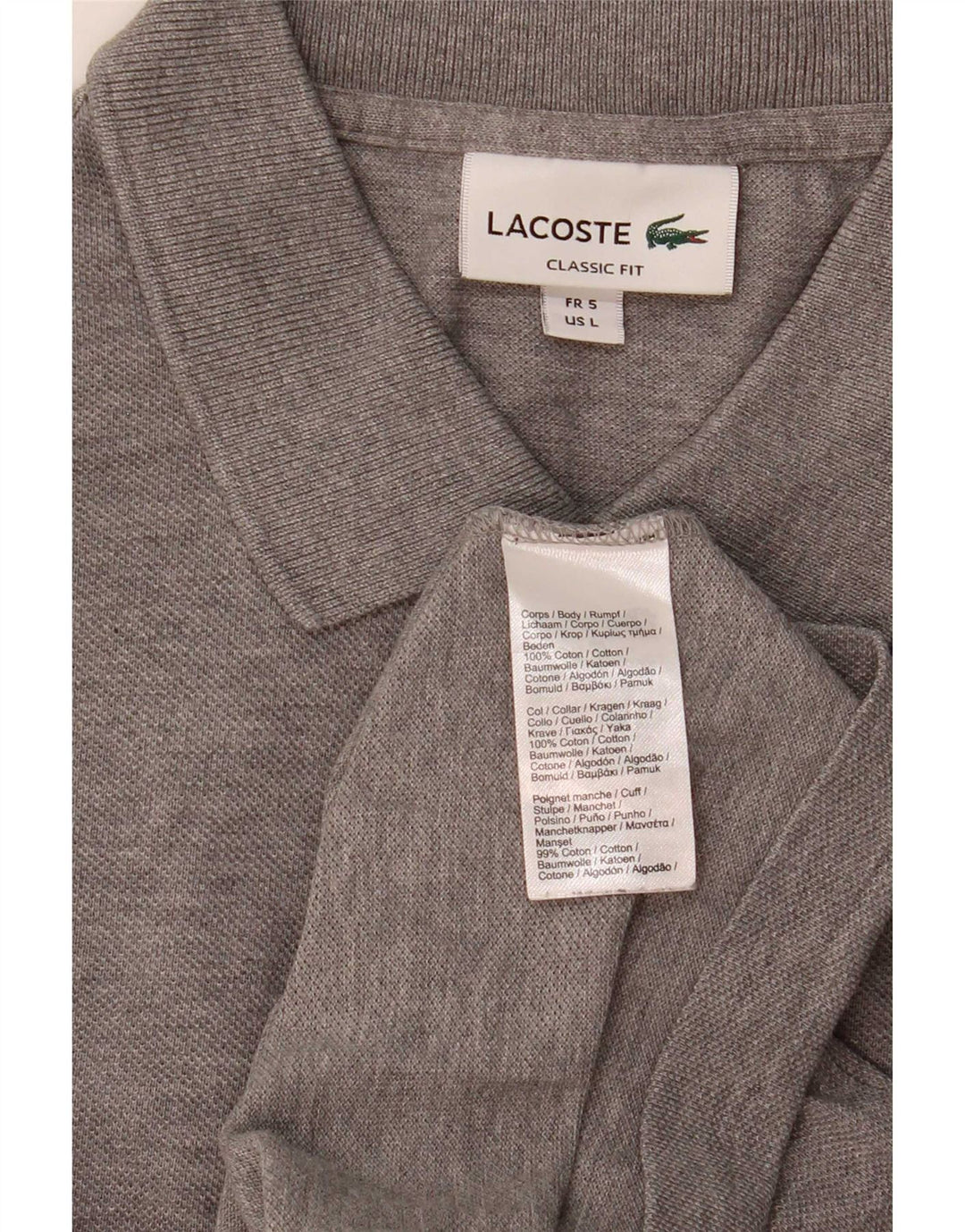 Tricou polo Lacoste Classic Fit pentru bărbați, mărimea 7, mare, gri bumbac