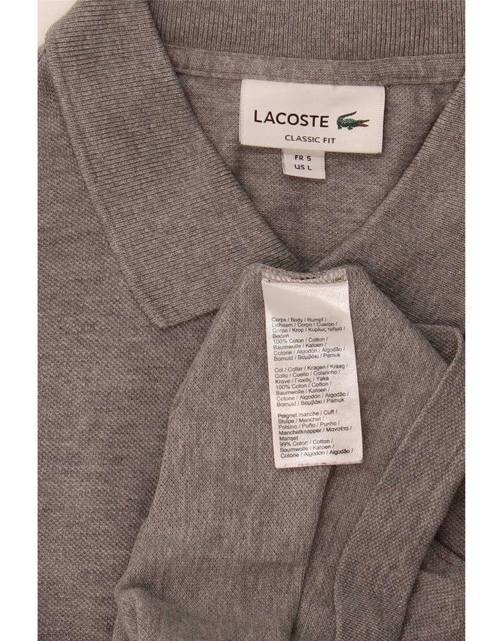 Tricou polo Lacoste Classic Fit pentru bărbați, mărimea 7, mare, gri bumbac
