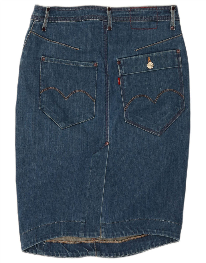 Fusta de blugi pentru femei Levi's W28 bumbac albastru mediu