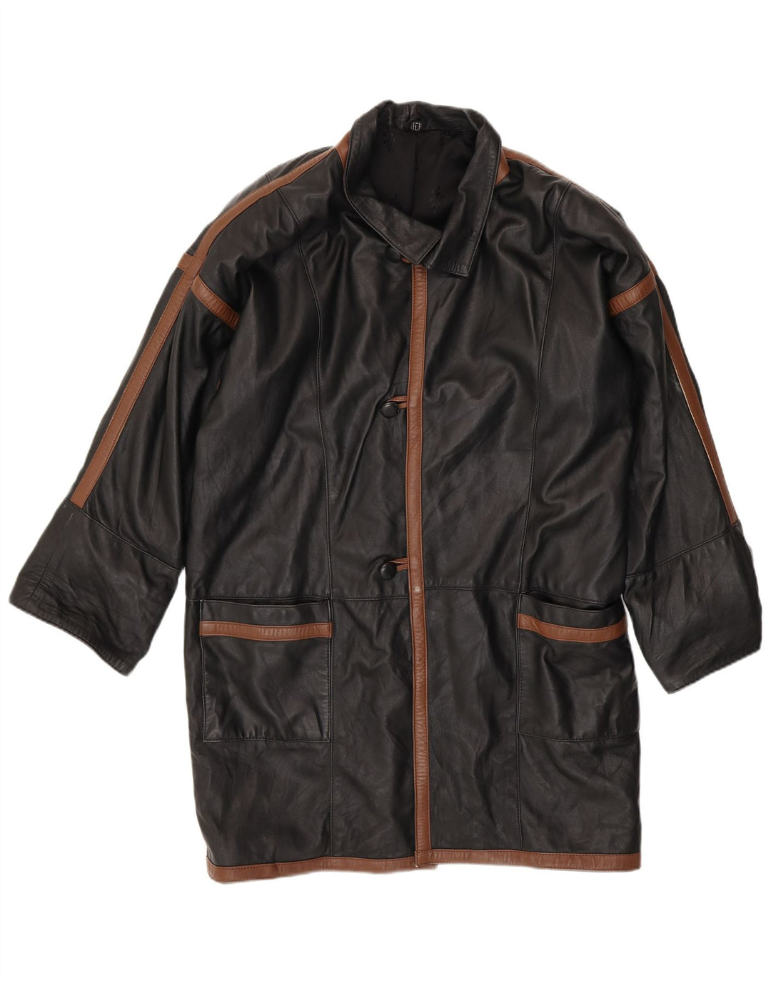 Palton din piele pentru bărbați VINTAGE UK 40, mare, neagră