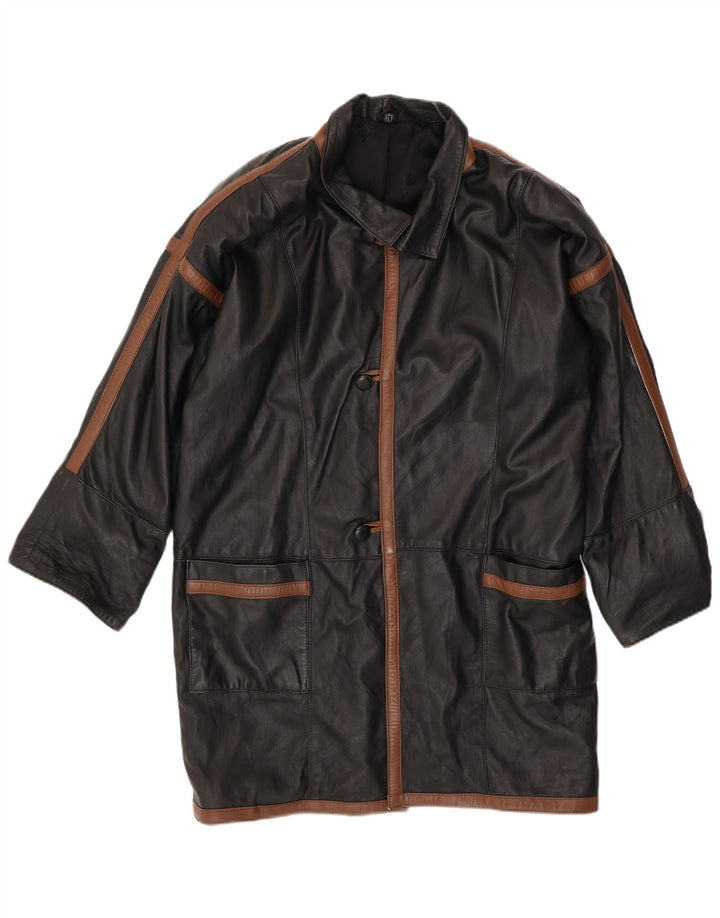 Palton din piele pentru bărbați VINTAGE UK 40, mare, neagră