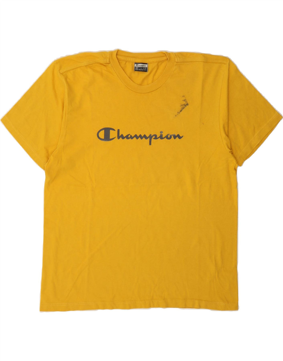 CHAMPION Mens Graphic T-Shirt Top Large Yellow Cotton Vintage Champion and Second-Hand Champion from Messina Hembry 
