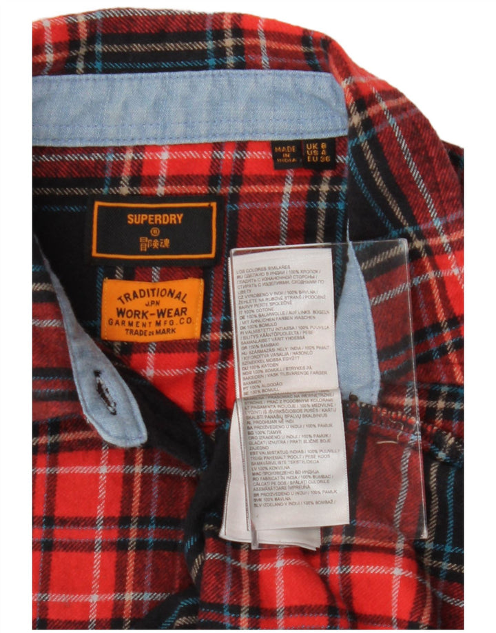 Cămașă de flanel pentru femei SUPERDRY UK 8 Small Red Check Bumbac