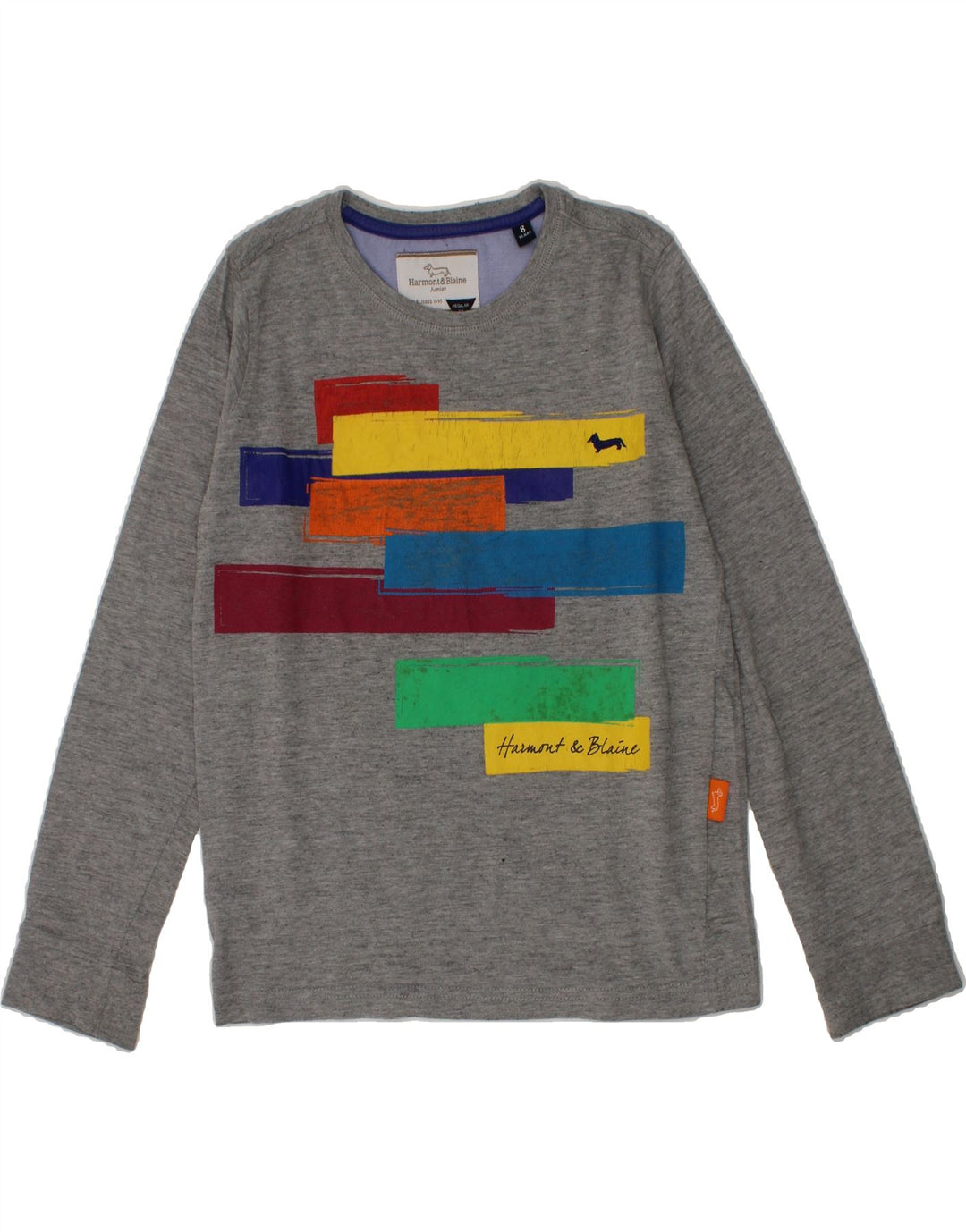 HARMONT & BLAINE Boys Graphic Top Long Sleeve 7-8 Years Grey Cotton Vintage Harmont & Blaine and Second-Hand Harmont & Blaine from Messina Hembry 