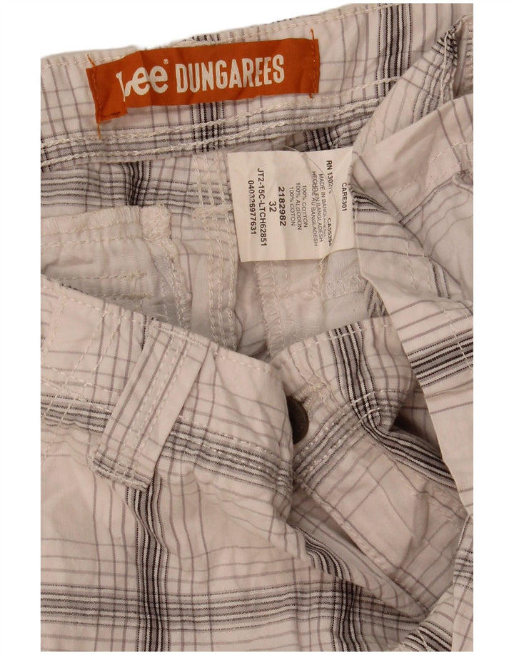 Pantaloni scurți cargo pentru bărbați Lee W32, bumbac carouri alb mediu