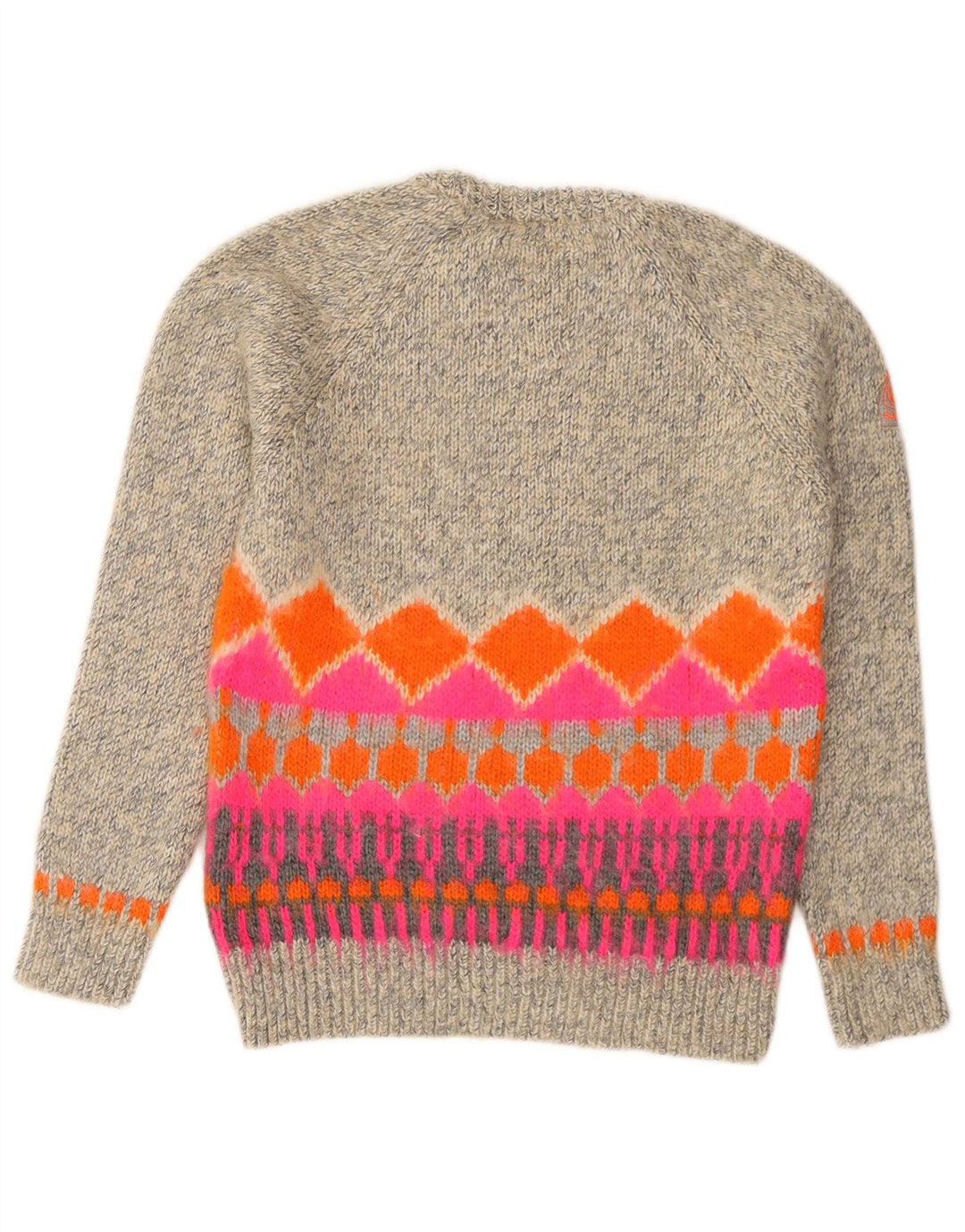 Pulover Superdry pentru femei cu decolteu triplu UK 14 Medium Gri Fair Isle