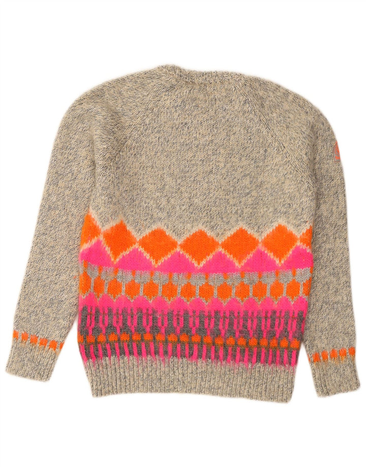 Pulover Superdry pentru femei cu decolteu triplu UK 14 Medium Gri Fair Isle