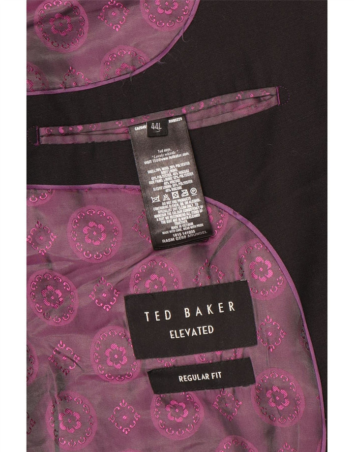 Ted Baker Jachetă pentru bărbați, lungă, cu 2 nasturi, cu ajustare normală, UK 44 2XL, lână neagră