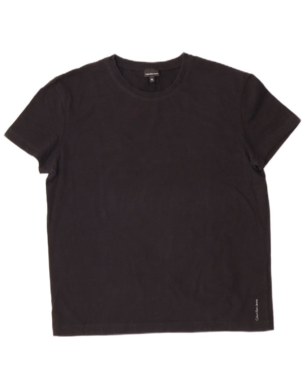 Calvin Klein Jeans Womens T-Shirt Top UK 18 XL Black Cotton
