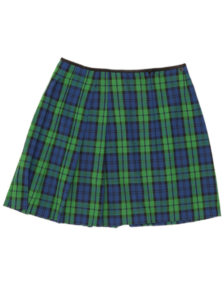 Fusta A-Line plisată pentru femei Penny Black UK 12 Medium W30 Green Check