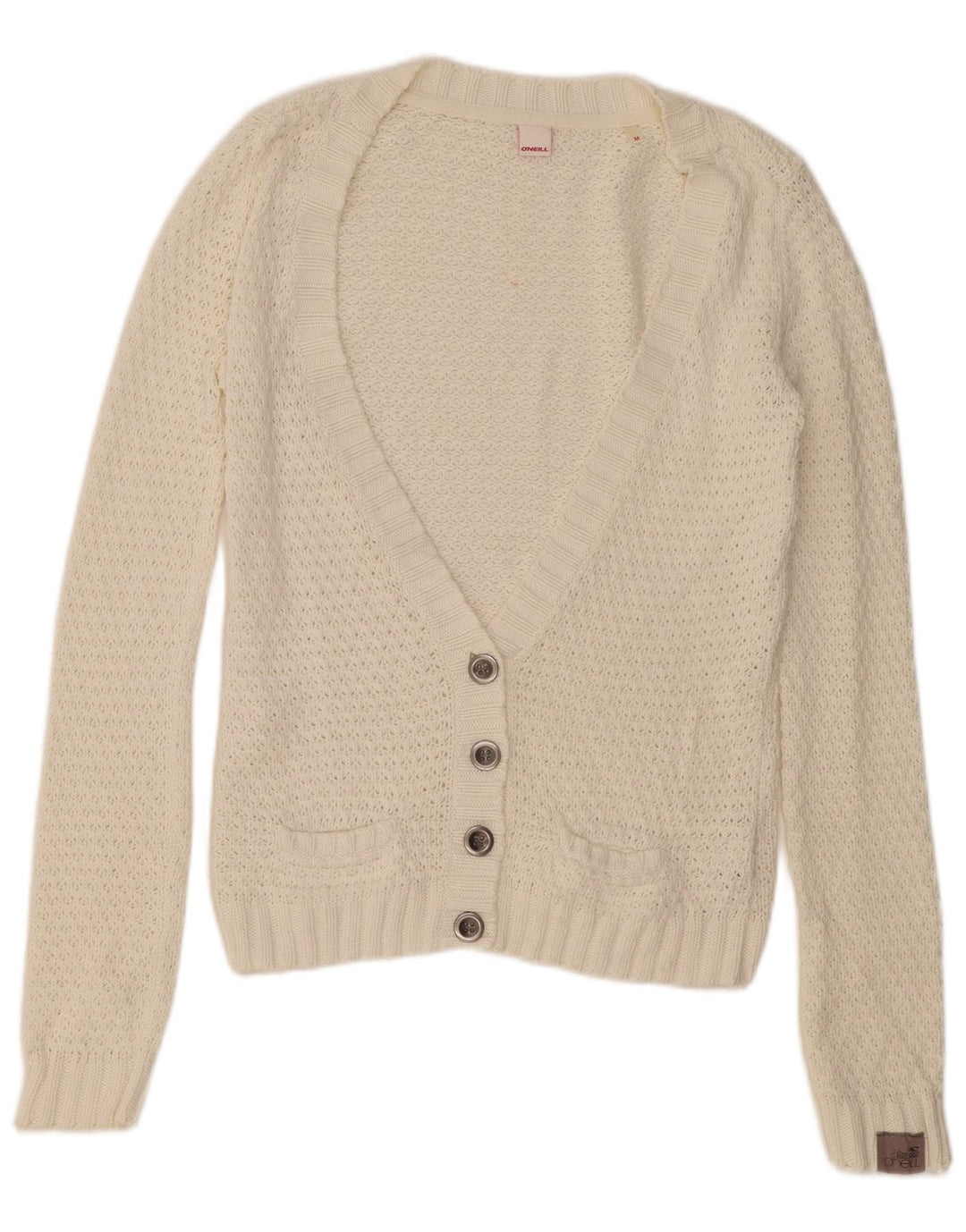 Pulover cardigan O'NEILL pentru femei UK 14 Bumbac alb mediu